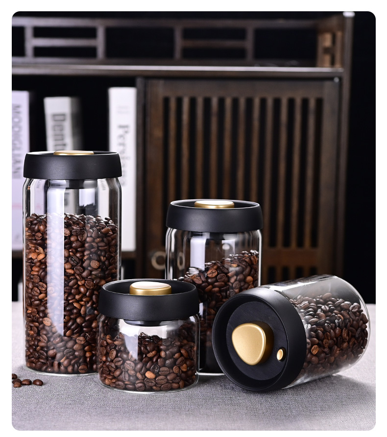 Food Storage Jars Airtight - Coffee Bean Storage Jar, Vacuum-Sealed Jar,
