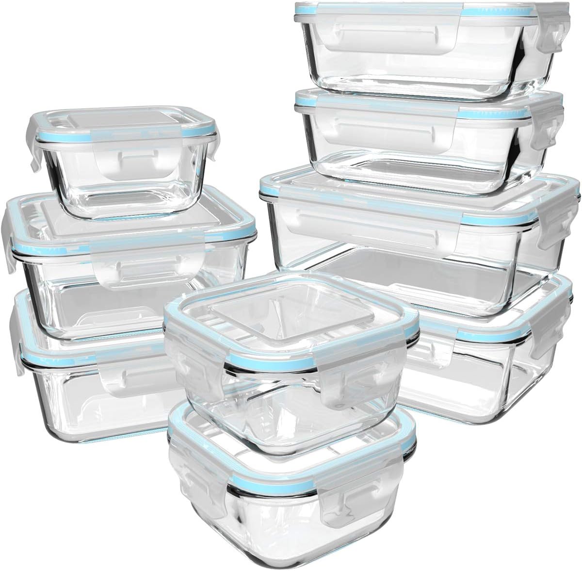 Set Food Storage - 18 Piece Glass Food Storage Containers