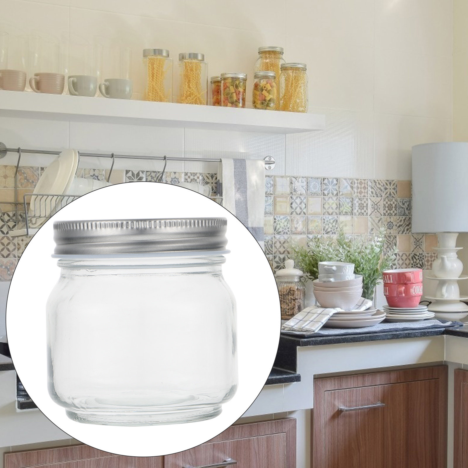 Set Food Storage - 6Pcs Mason Glass Jar Set Thick