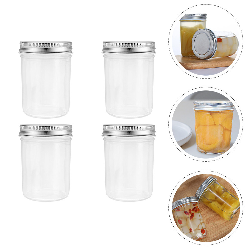 Food Storage Jars Airtight - 4Pcs Jam Glass Storage Jars Moisture