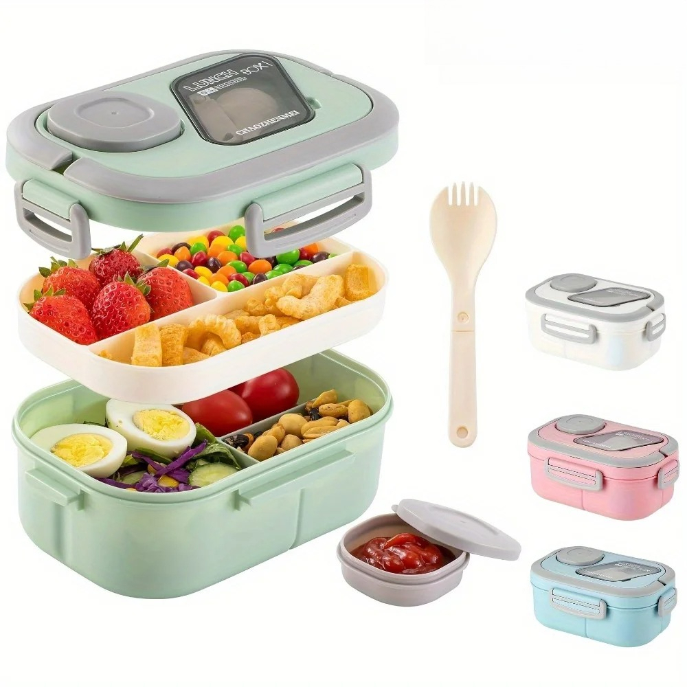 Glass Meal Prep Container - Bento Lunch Box Salad Container Large