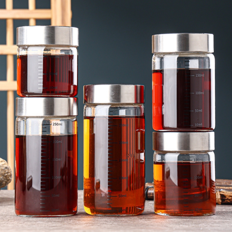 Food Storage Glass Set - 2Pcs 100-500ml Glass Storage Cup Portable