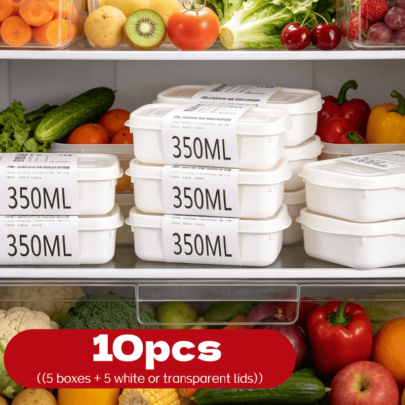 Set Food Storage - 10Pcs Reusable Stackable Food Storage Box