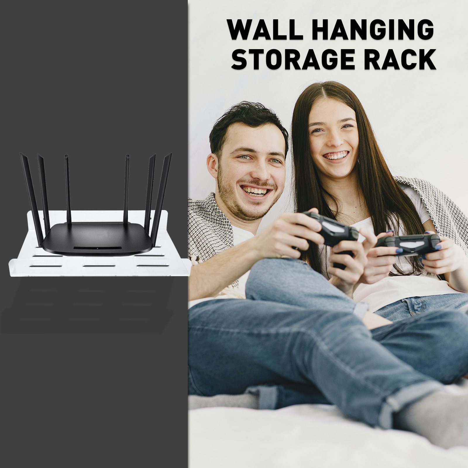 Food Storage Rack - 1Set Router Storage Rack Wall Mounted