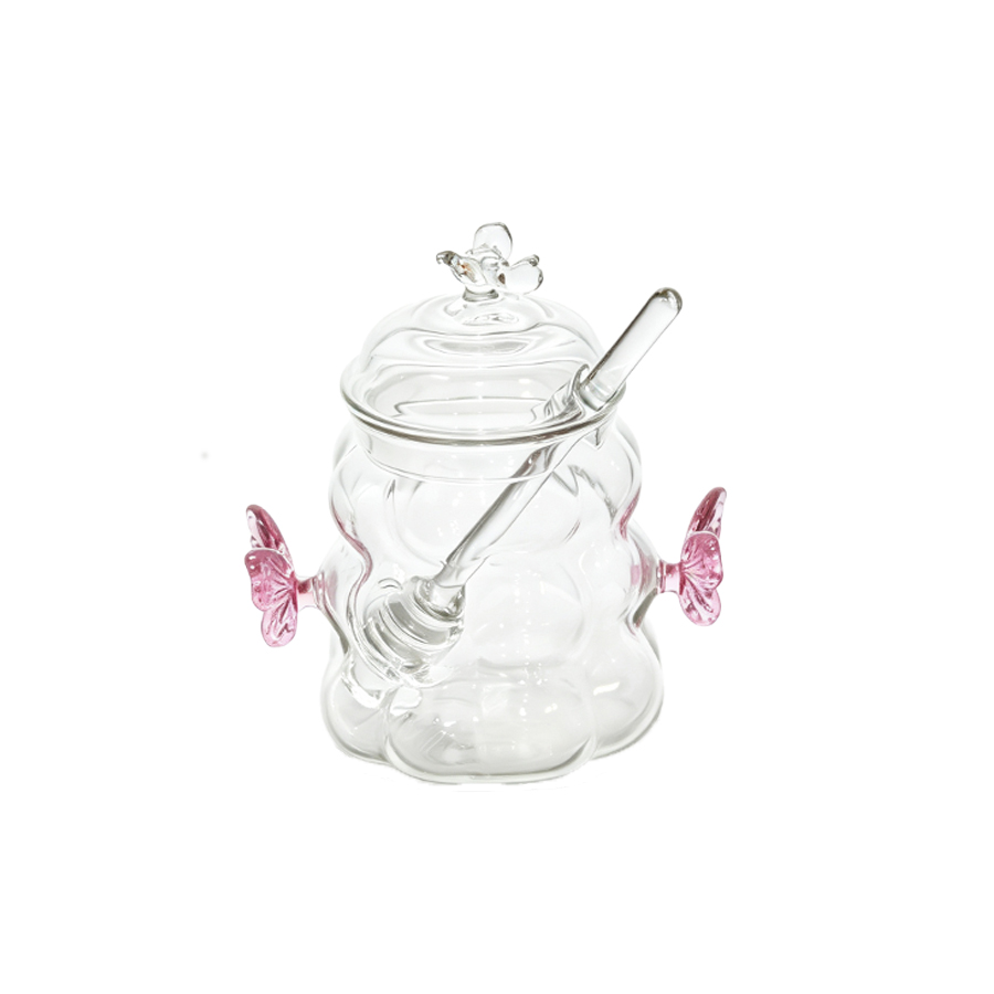 Food Storage Glass Set - High Borosilicate Glass Honey Pot with