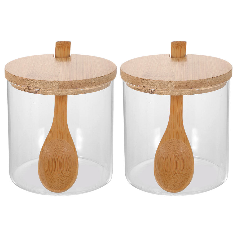 Set Food Storage - 2Sets Clear Glass Seasoning Containers with