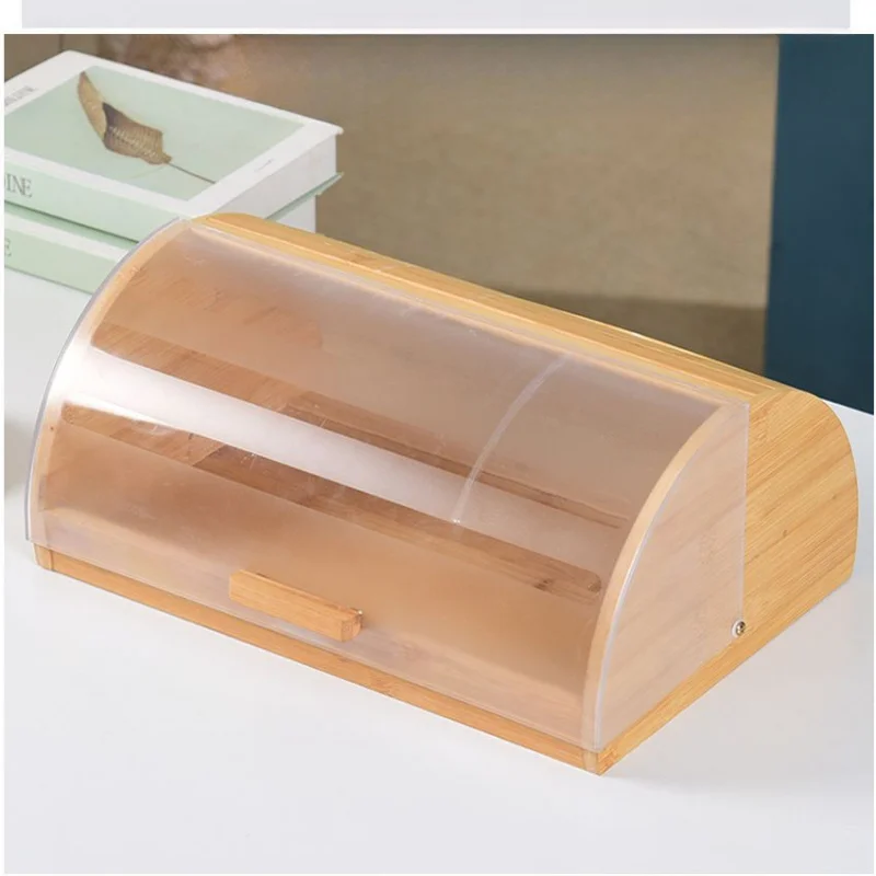 Bamboo Bread Box with Acrylic  - Food Storage Acrylic Containers review and price