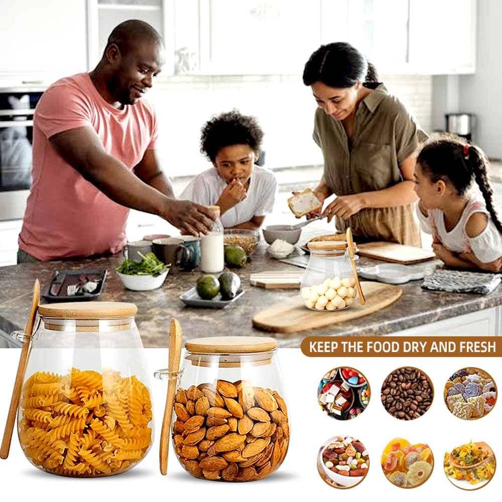 34oz sealed glass jar with spo - Food Storage Glass Set review and price