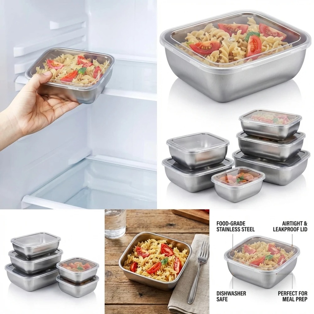 6PCS Stainless Steel Food Stor - Set Food Storage review and price