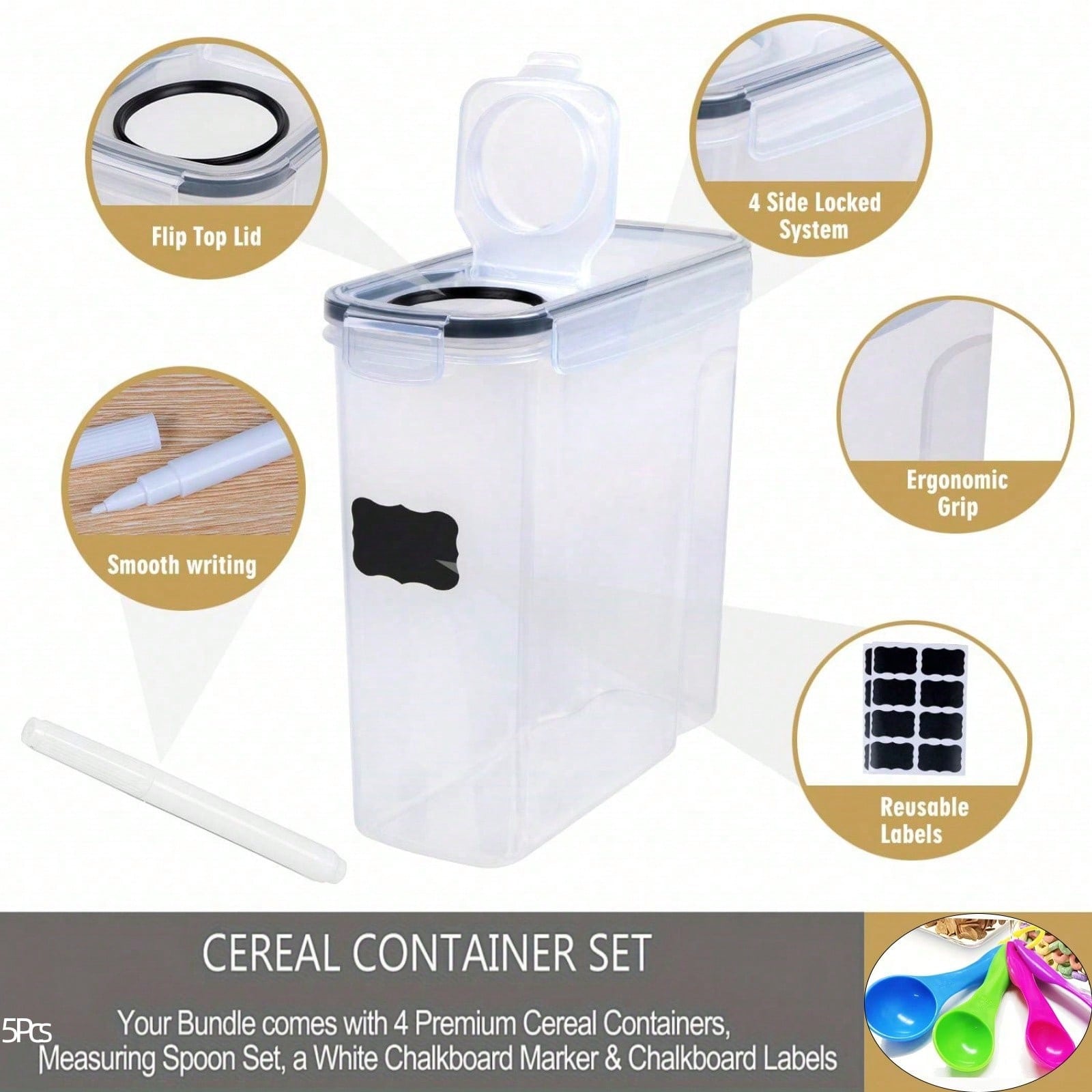 4 Pack Airtight Cereal & Dry F - Food Storage Tank review and price