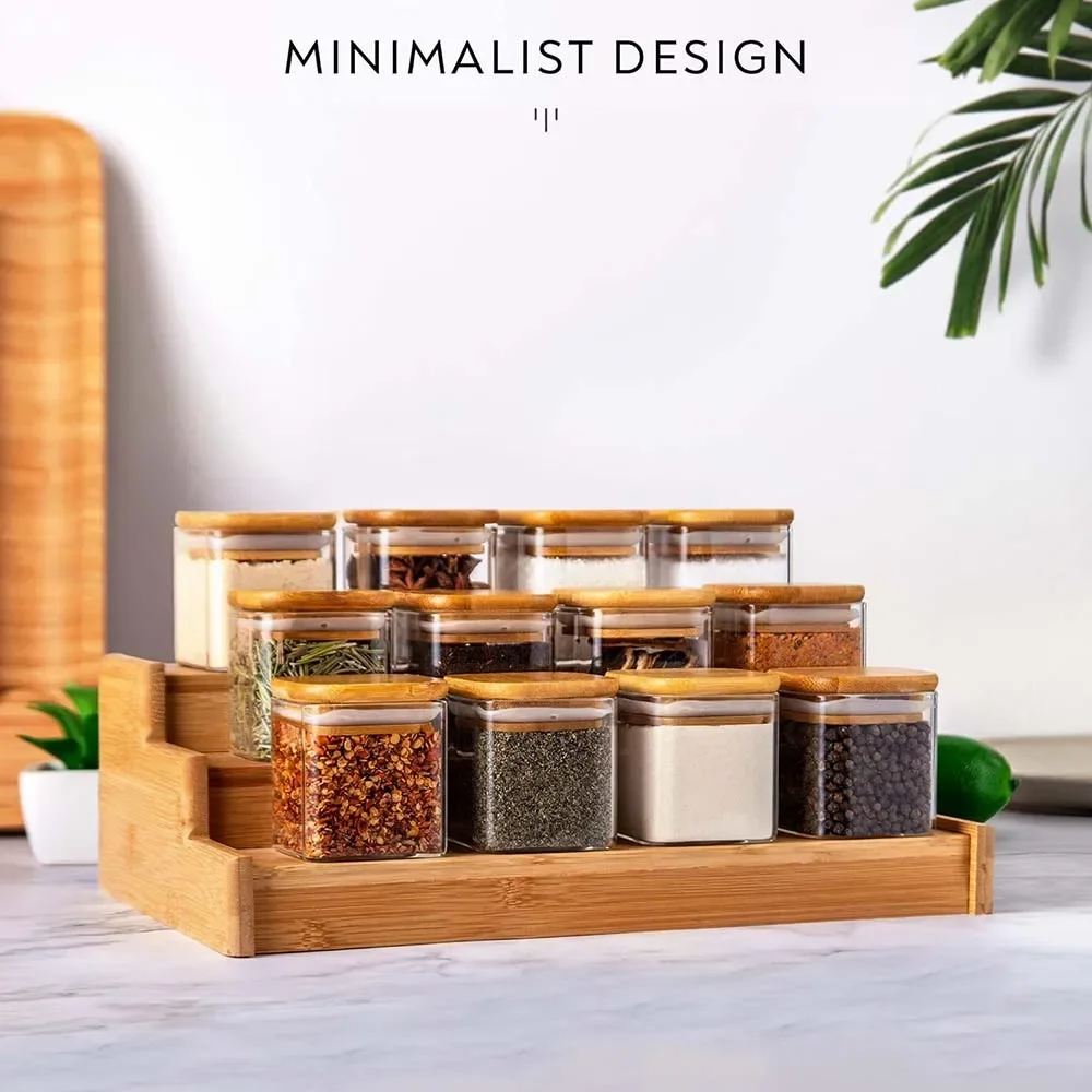 5oz Square Spice Jars with Bam - Food Storage Glass Set review and price