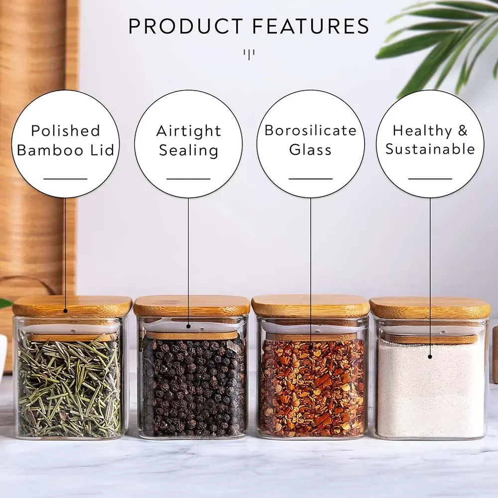 5oz Square Spice Jars with Bam - Food Storage Glass Set review and price
