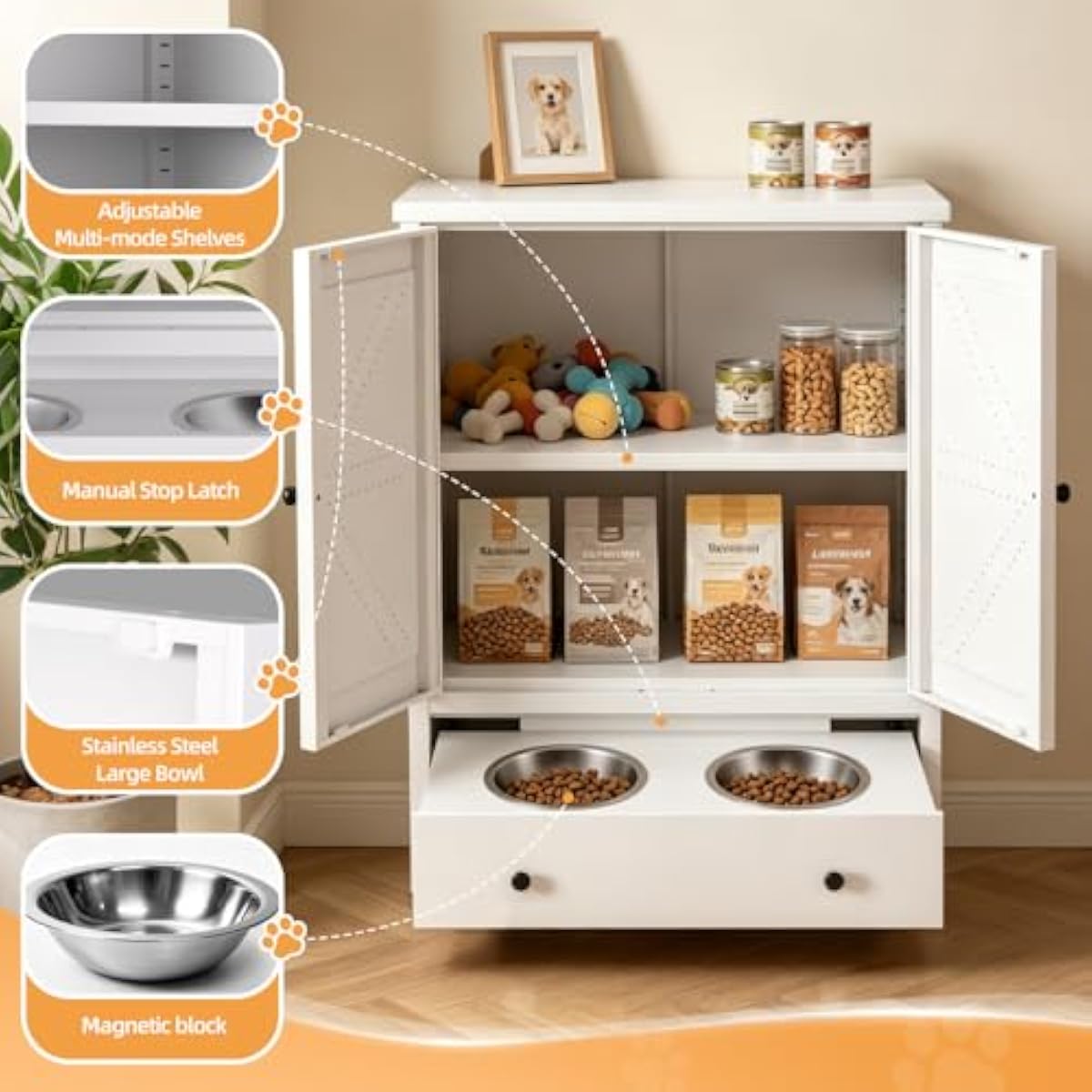 Metal Pet Feeding Station with - Food Storage For Dog review and price