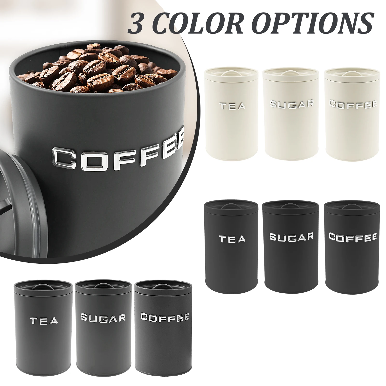 3 Pcs Tea Coffee Sugar Caniste - Food Storage Jars Airtight review and price