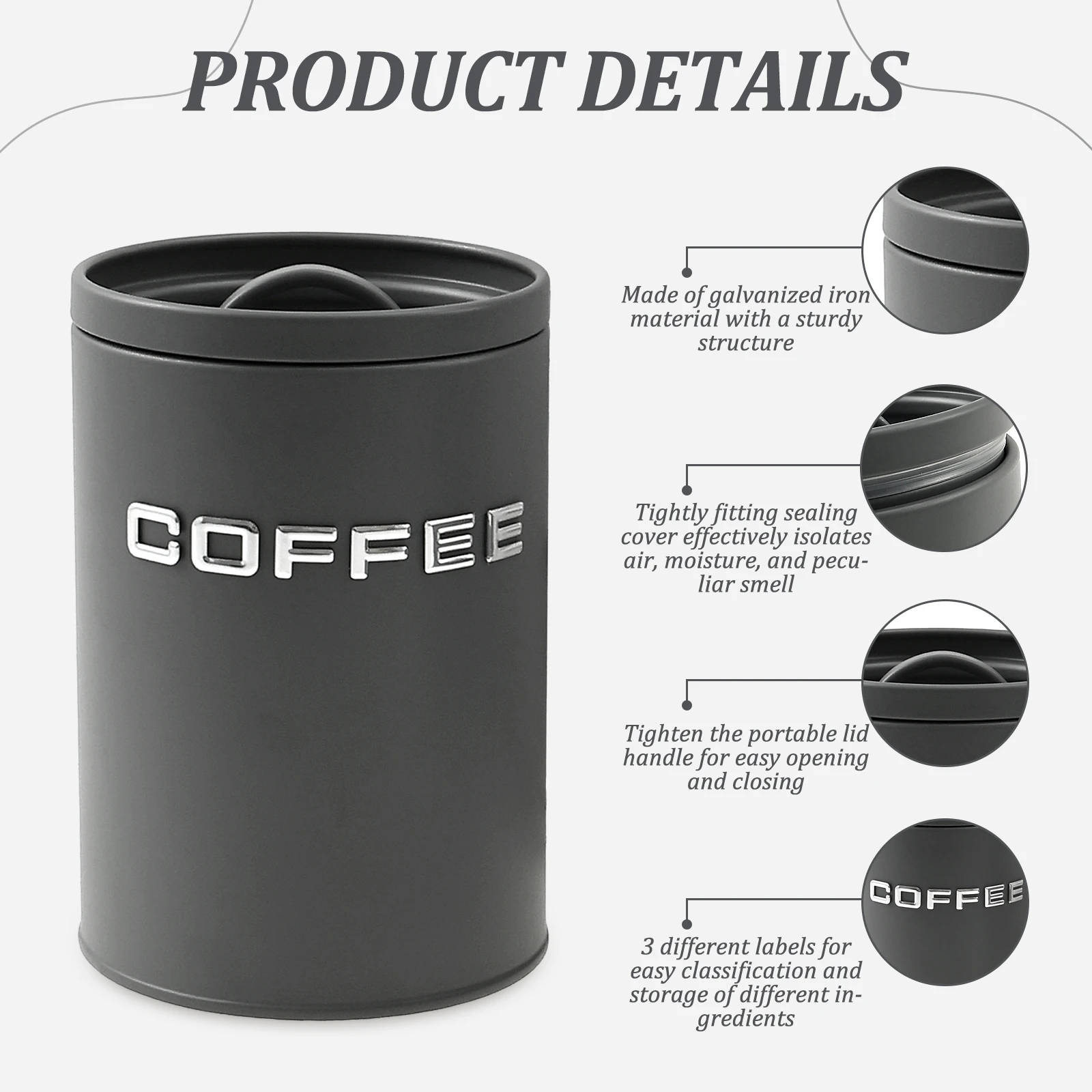 3 Pcs Tea Coffee Sugar Caniste - Food Storage Jars Airtight review and price
